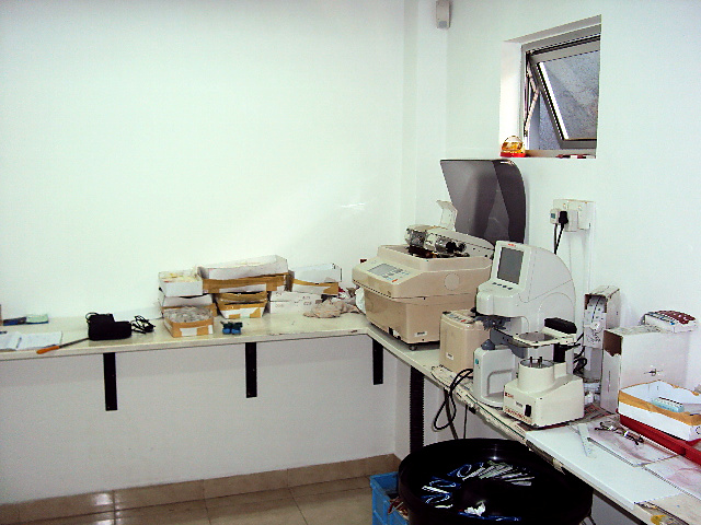 Rathnayaka Fitters laboratory bench with lensmeters and finishing equipment